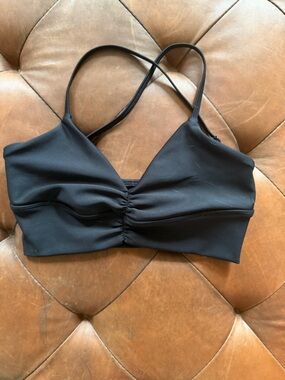 Alo Black Ruched Front Bralette Top